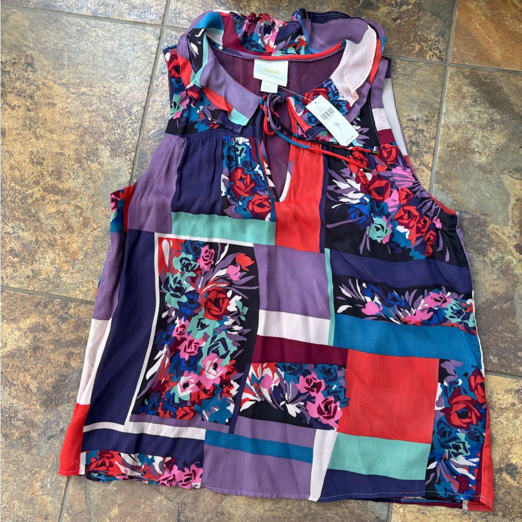 Anthropologie Maeve Floral Patchwork Sleeveless Top, Size Medium
